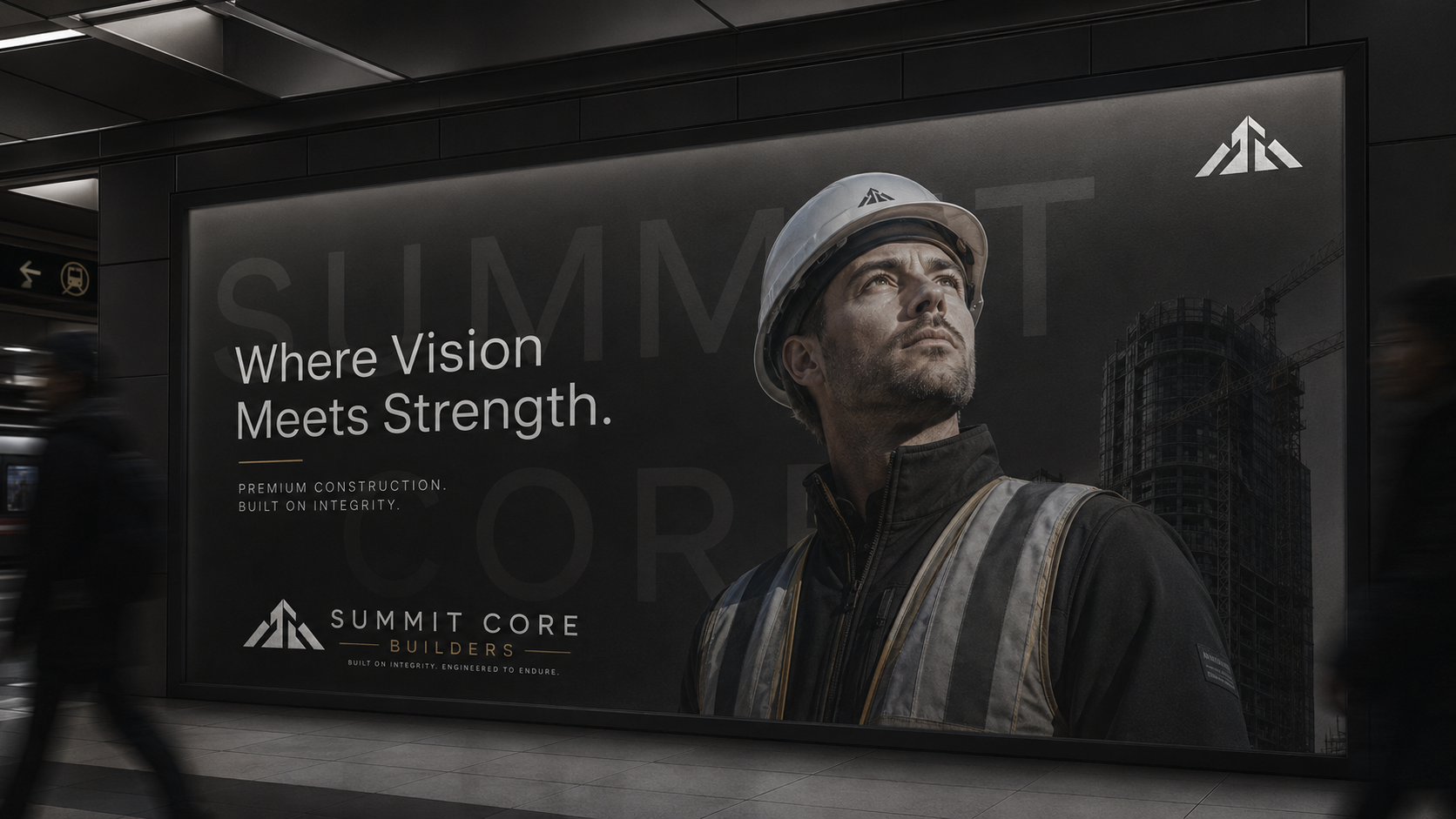 Summit Core Builders campaign — subway platform billboard